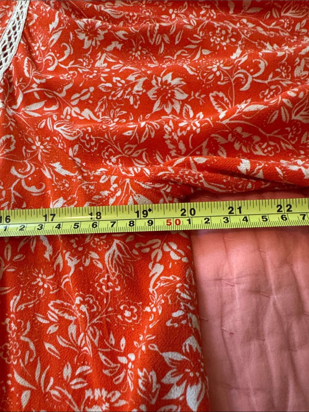 Free People Orange and White Floral Peasant Top item 115 - Picture 7 of 10